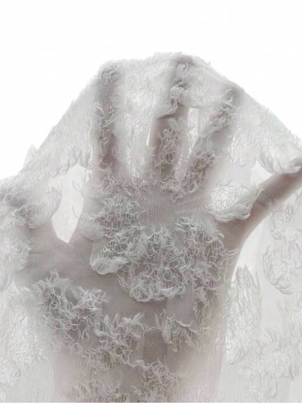 White Lace V-Neck Blouse by - Picture 4 of 4